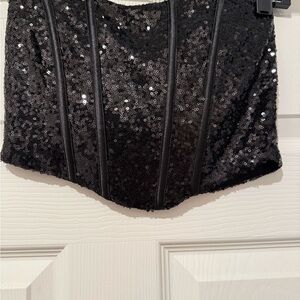 Black Sequin Corset Top